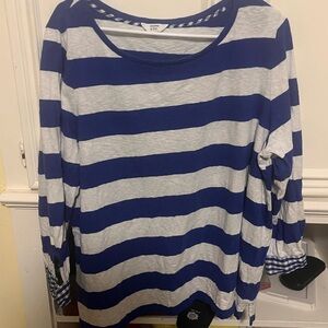 Crown & Ivy Blue and White Striped Top